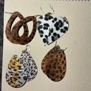 Leopard Print Teardrop Earrings Set